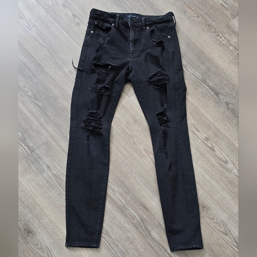 Aeropastle black ripped hight rise Denim Jeggings size 8L
